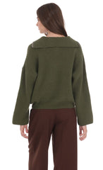 Knit Quarter Zip Jumper in Green