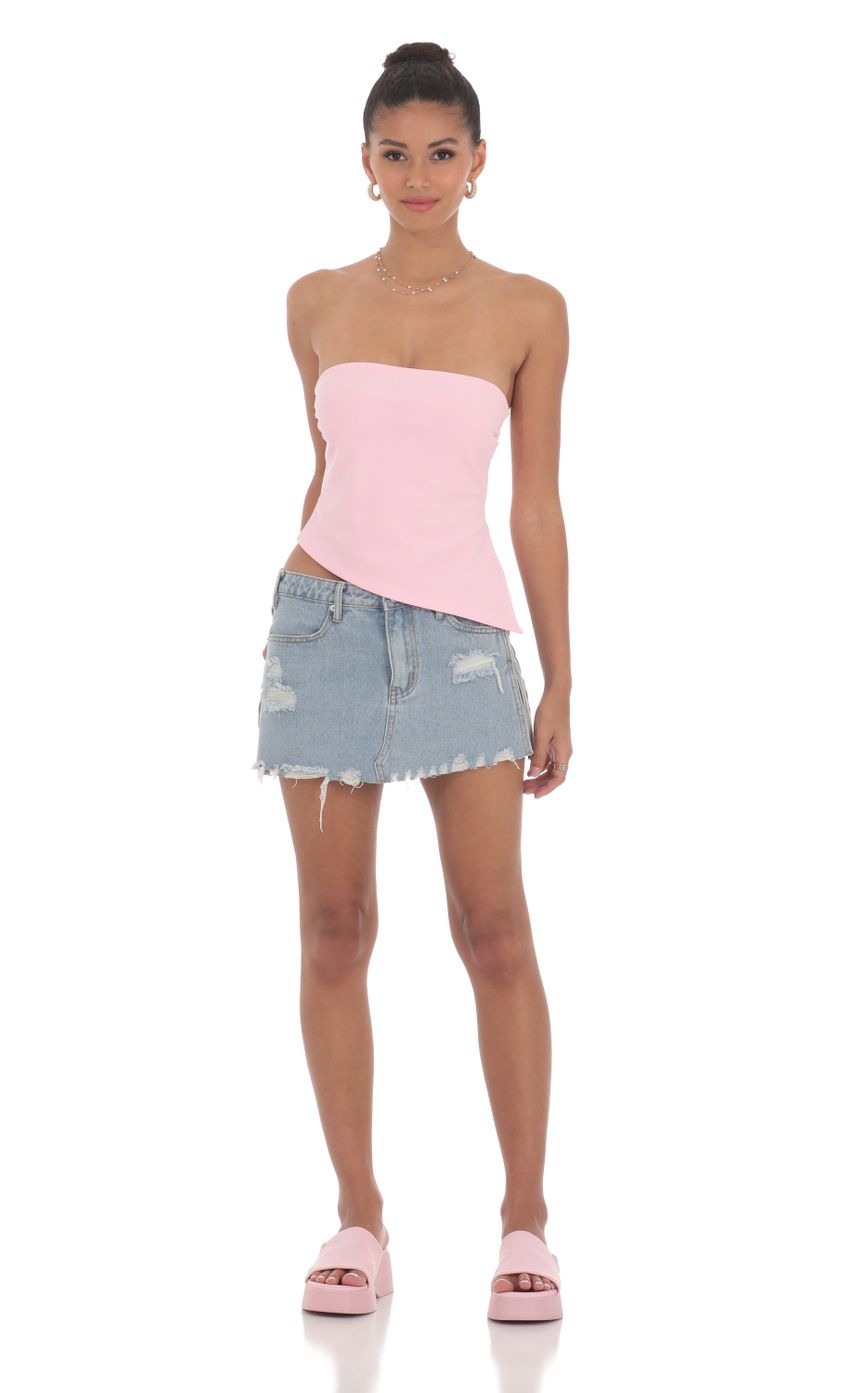 Strapless Side Slit Top in Pink