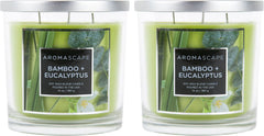 Aromascape 3 Wick Scented Jar Candle Bamboo and Eucalyptus 2 Count