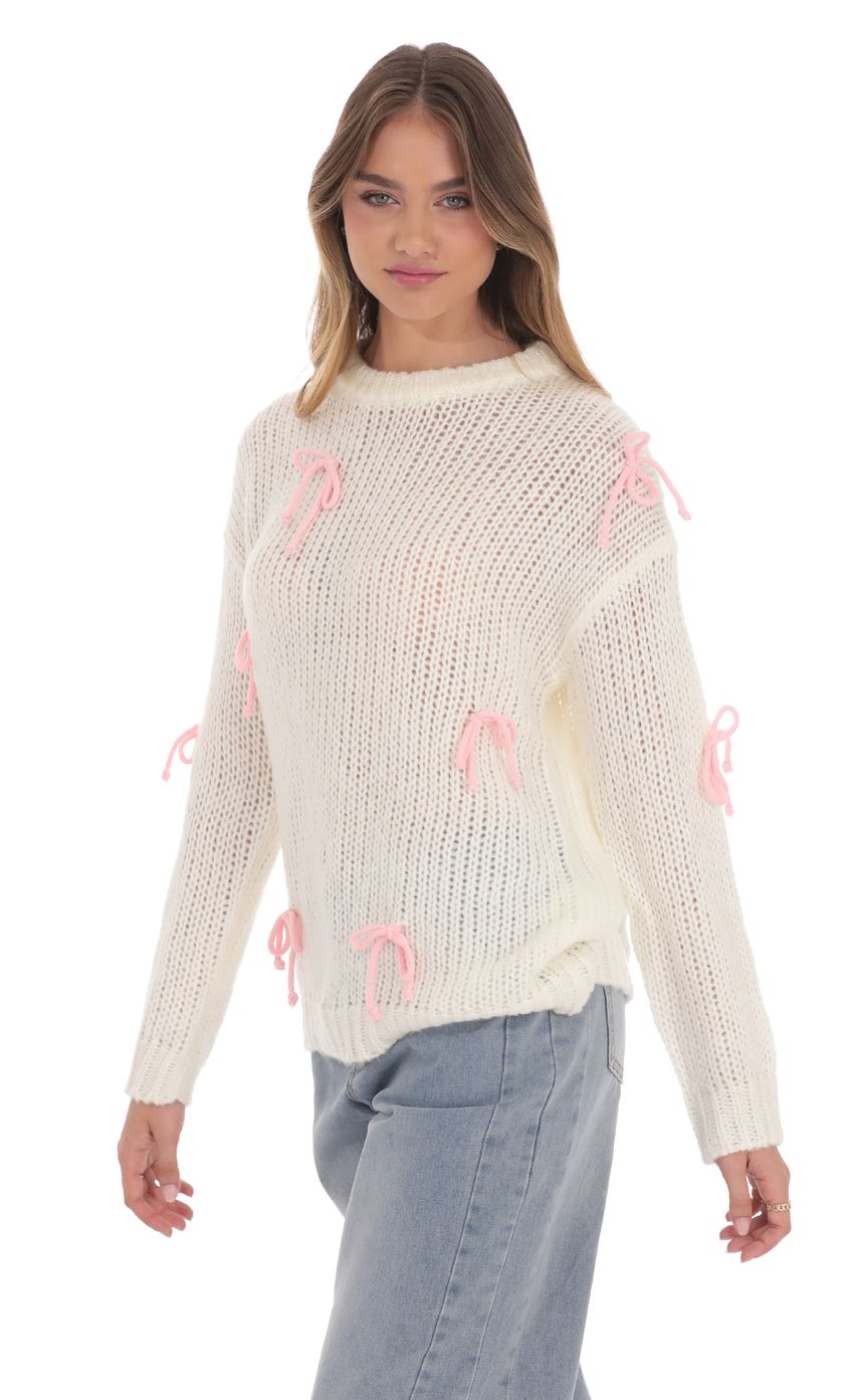 Knitted Bows Jumper in Cream