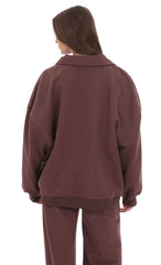 Quarter Zip Up Jumper in Brown