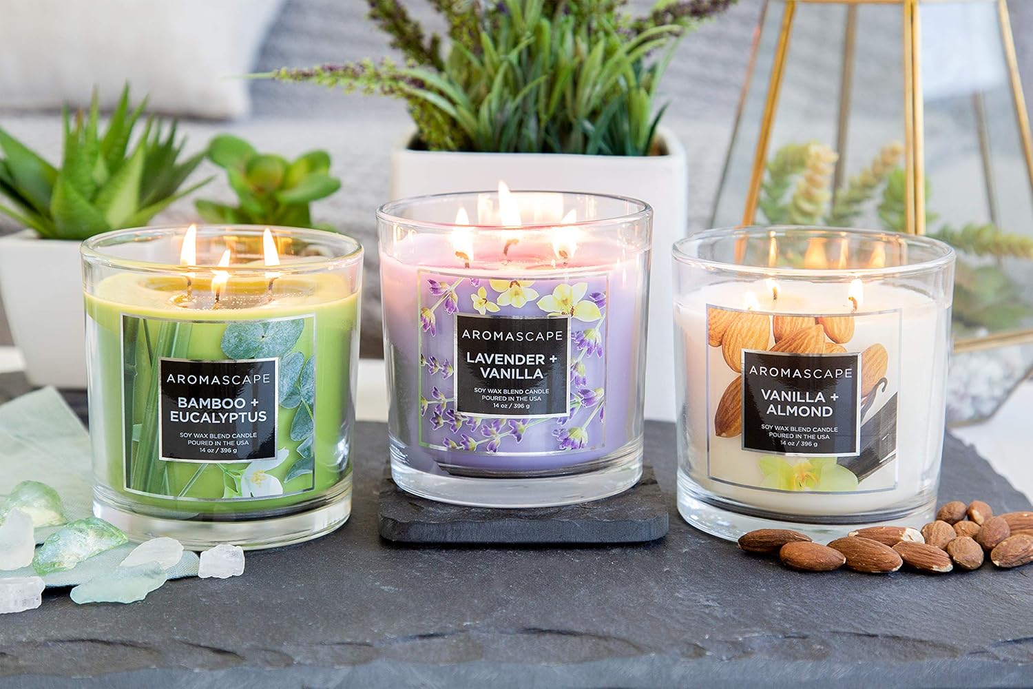 Aromascape 3 Wick Scented Jar Candle Lavender Vanilla
