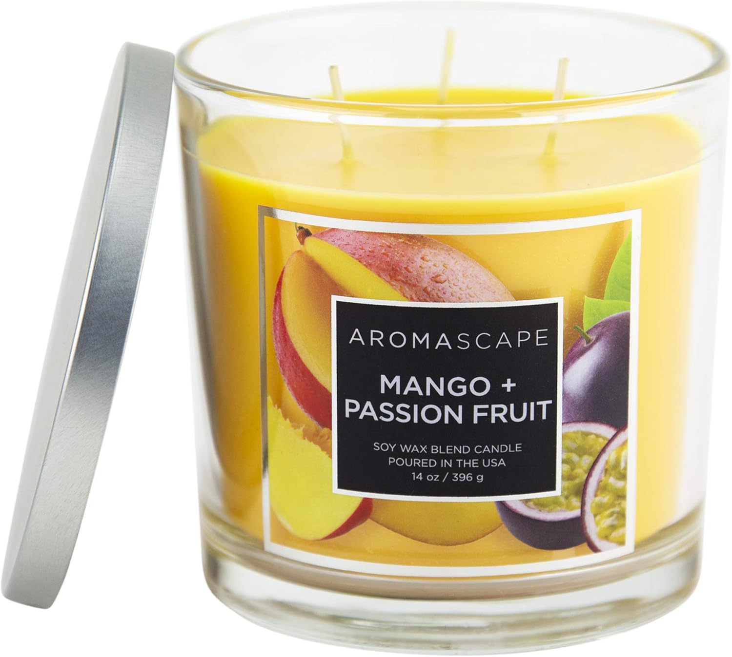 Aromascape 3 Wick Scented Jar Candle Mango Passion Fruit 2 Pack