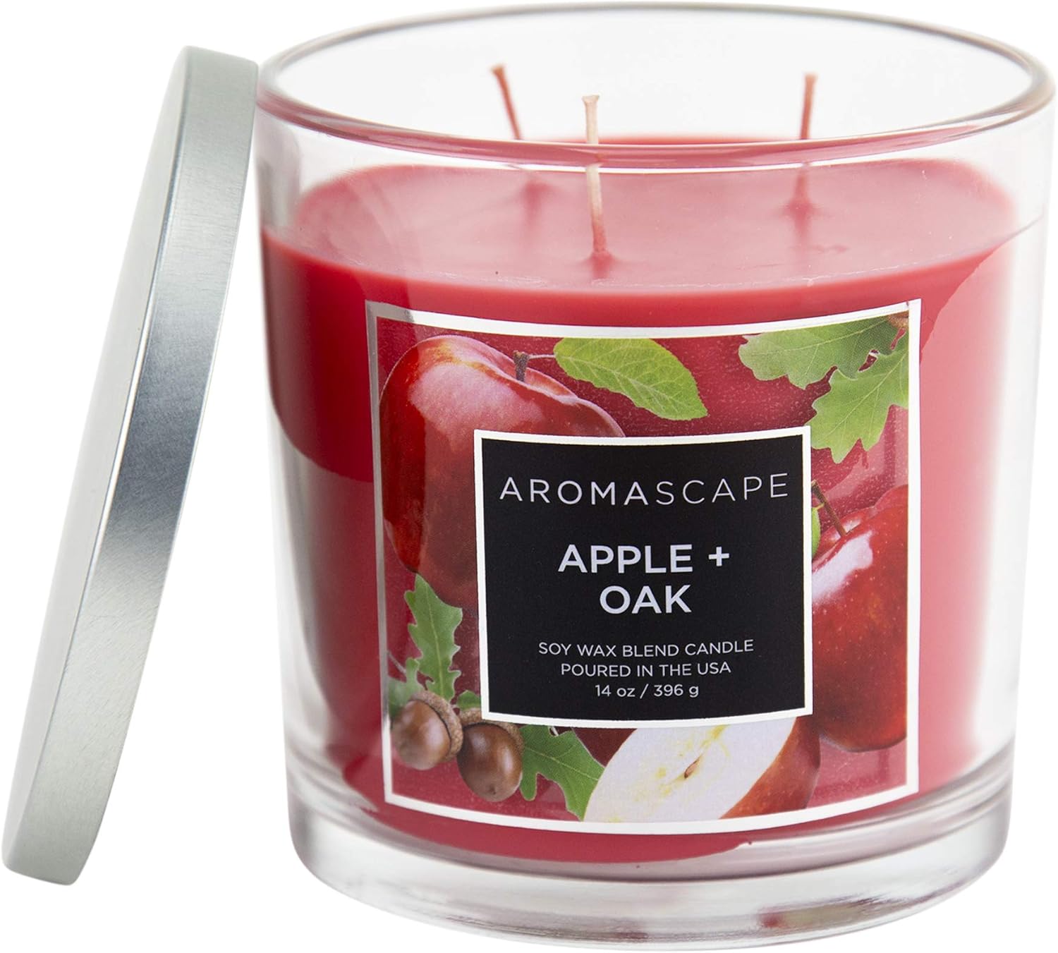 Aromascape 3 Wick Scented Jar Candle Apple Oak 2 Pack