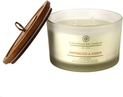 Candle 3 Wick Scented Candle Driftwood Amber Coffee Table Jar Brown