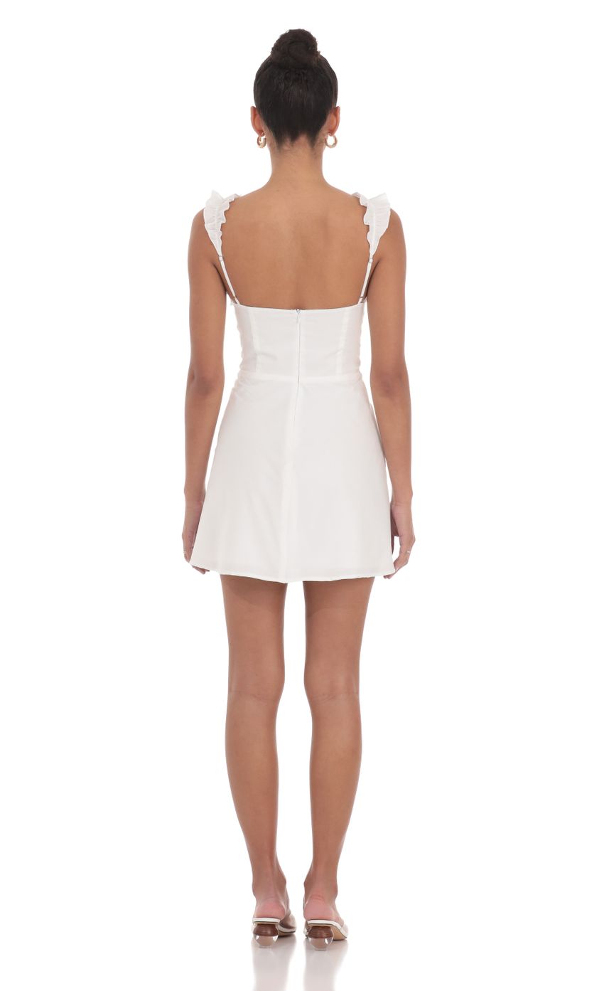 Ruffle Strap A line Dress in White