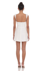 Ruffle Strap A line Dress in White