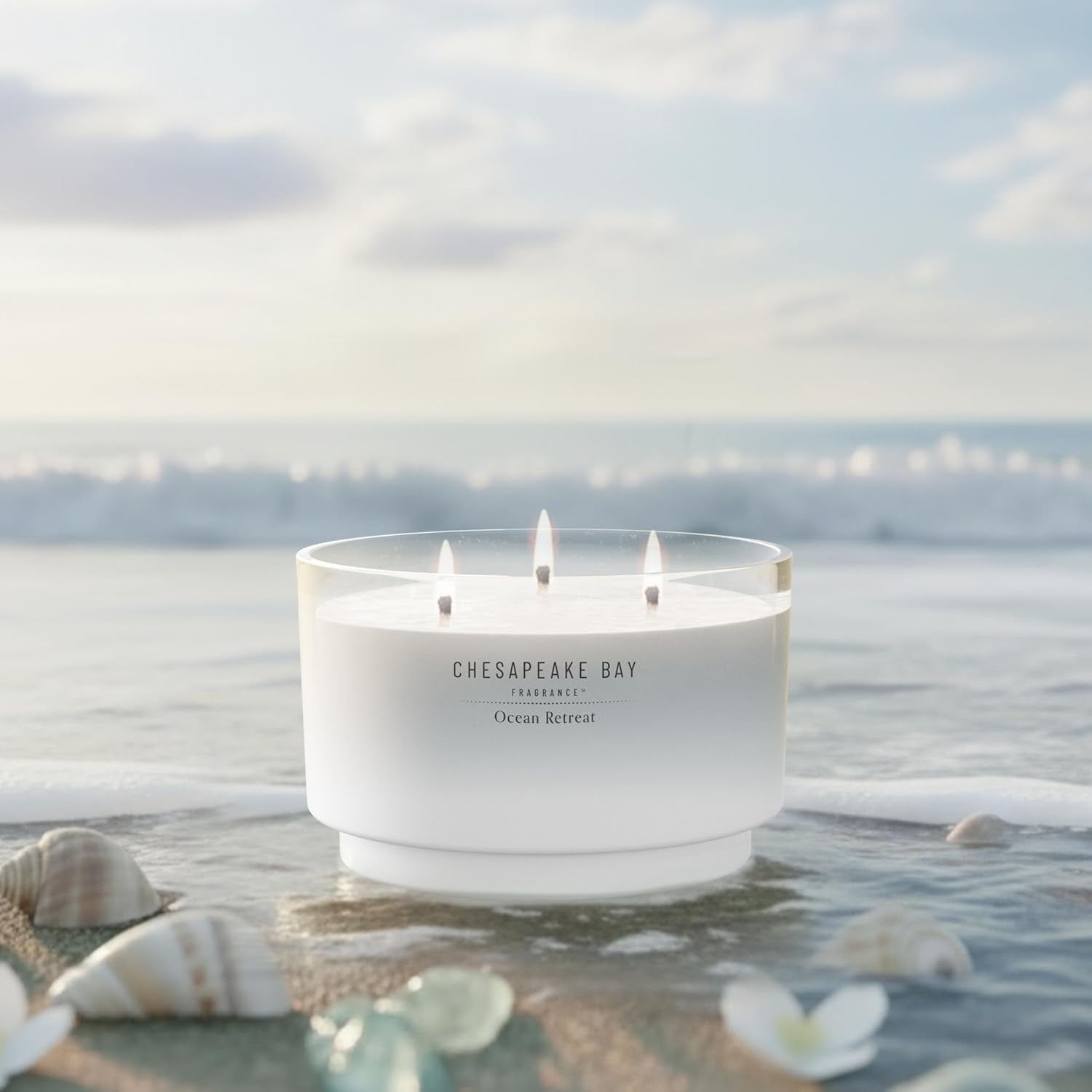 145oz Ocean Retreat Scented Candle Mood Evoking Fragrance Sea Glass Inspired Jar Premium Soy Blend Wax with Essential Oils Coastal Fragrance for Home Décor or Gifting