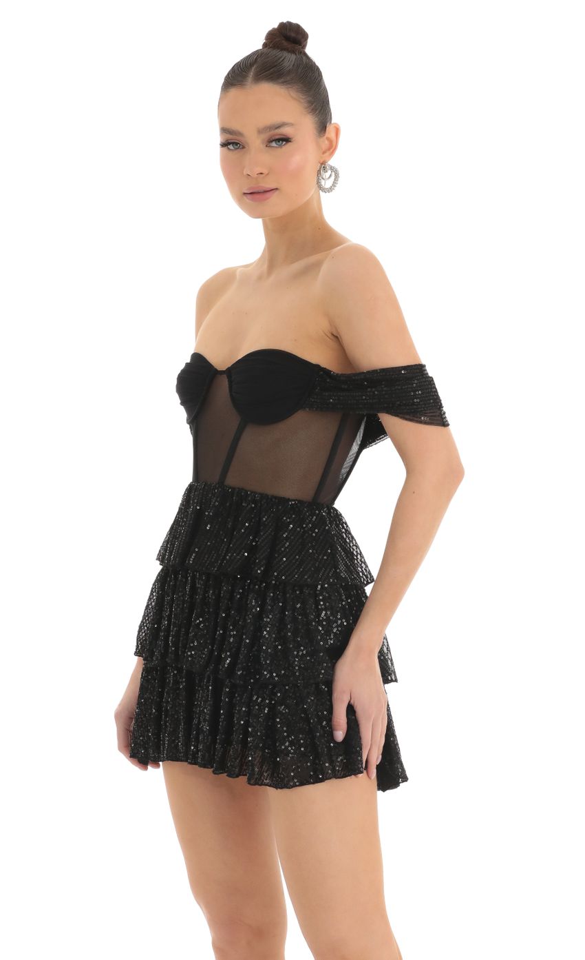 Sequin Corset Dress in Black