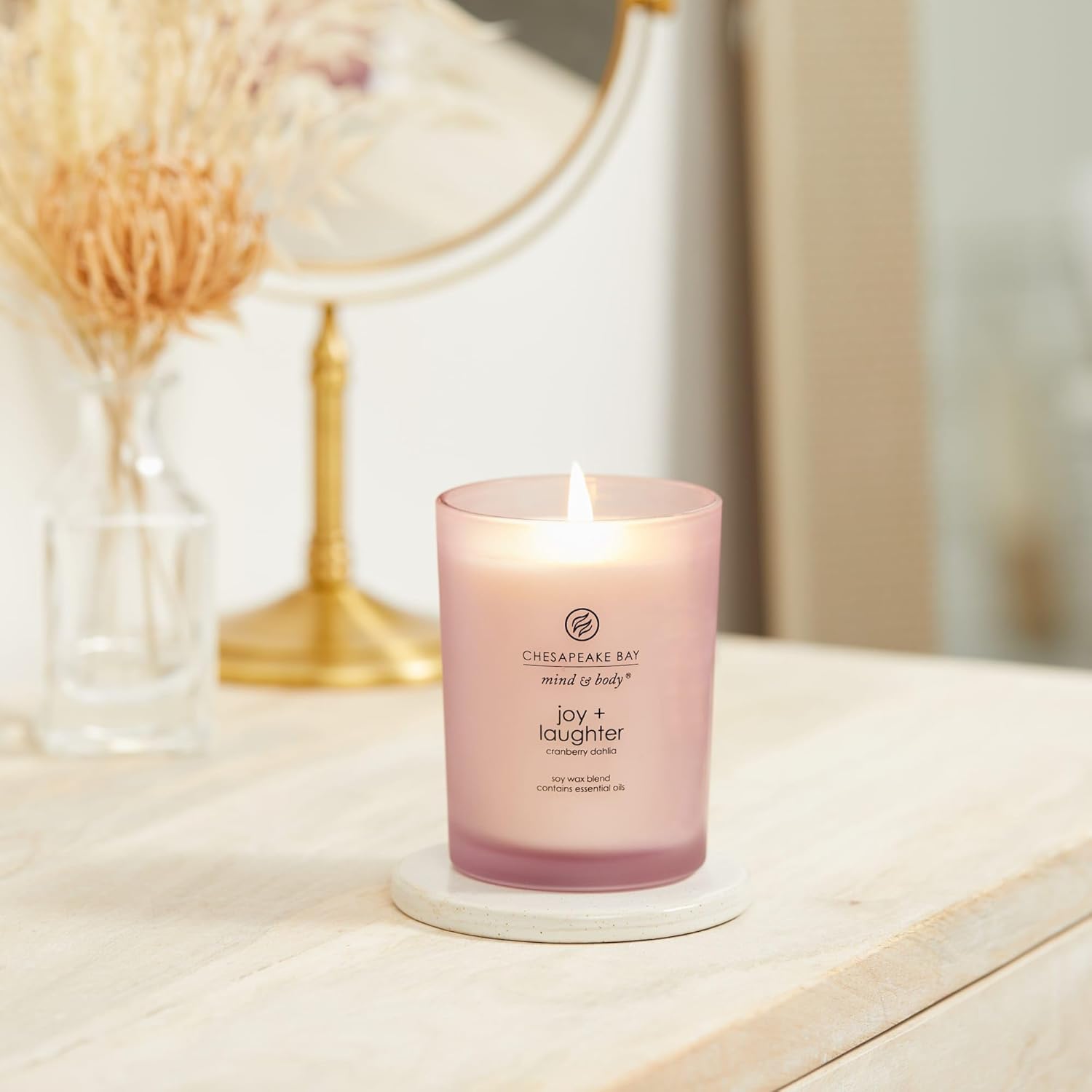 Candle Scented Candle Joy Laughter Cranberry Dahlia Medium Home Décor