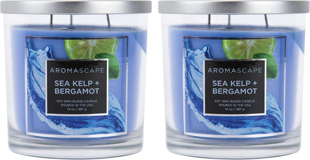 Aromascape 3 Wick Scented Jar Candle Sea Kelp and Bergamot 2 Count