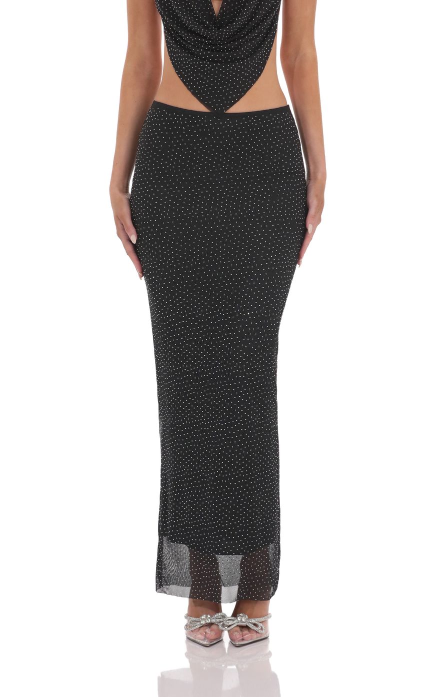Draped Rhinestone Two Piece Set in Black
