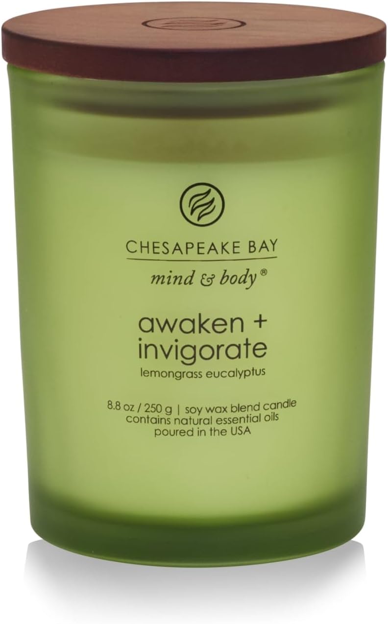 Candle PT40886 Scented Candle Awaken Invigorate Lemongrass Eucalyptus Medium Green Home Décor