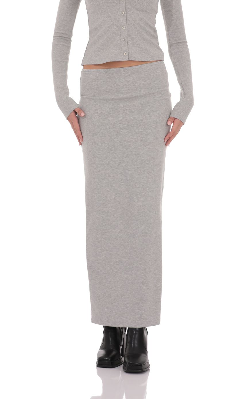 Ribbed Maxi Skirt in Grey