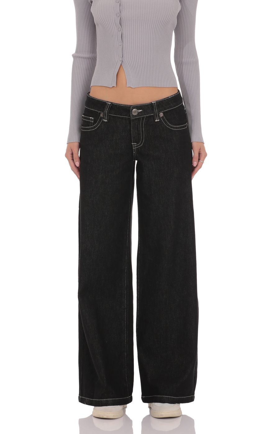 Low Rise Wide Leg Jeans in Black