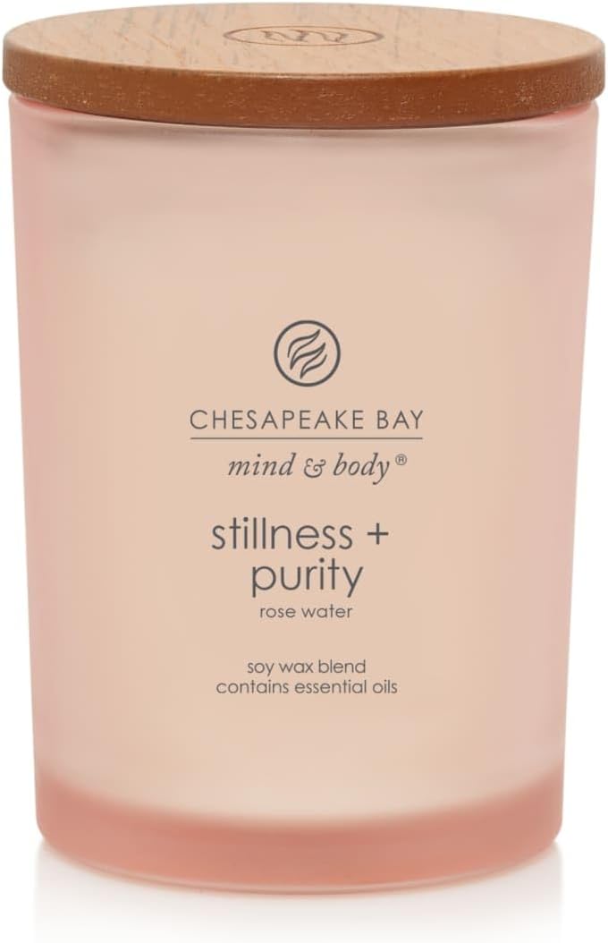 Candle Scented Candle Stillness Purity Rose Water Medium Jar 8 Ounce Home Décor
