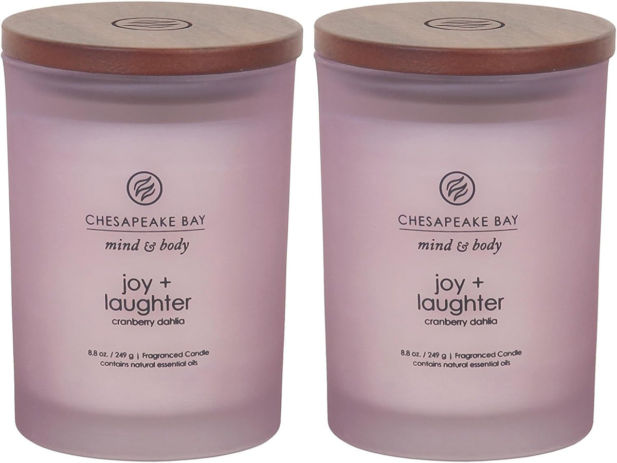 Candle Joy Laughter Scented Candles Cranberry Dahlia Medium 2 Pack Long Burn Time Home Décor