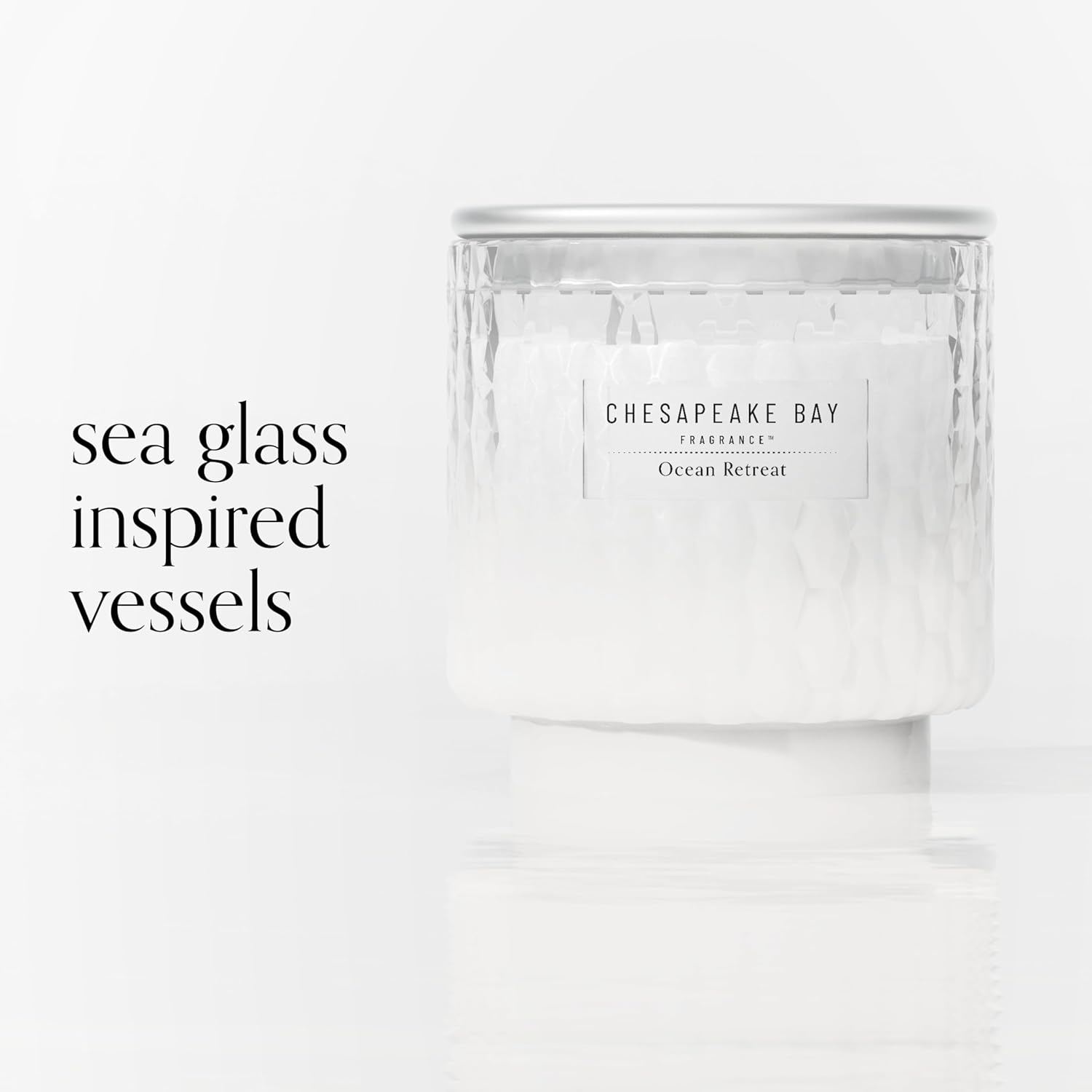 11oz Ocean Retreat Scented Candle Mood Evoking Fragrance Textured Sea Glass Inspired Jar Premium Soy Blend Wax with Essential Oils Coastal Fragrance for Home Décor or Gifting