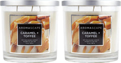 Aromascape 3 Wick Scented Jar Candle Caramel Toffee 2 Pack