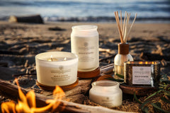 Candle PT40715 Scented Candle Beach Bonfire Cedarwood Oak Moss Large Jar White