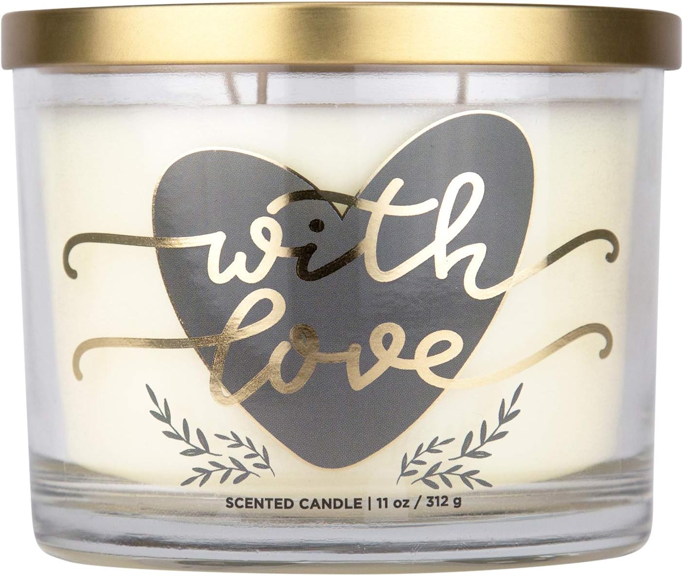 Aromascape PT41466 with Love 3 Wick Scented Candle Fresh Lavender Cotton Blossom and Vanilla 11 Ounce