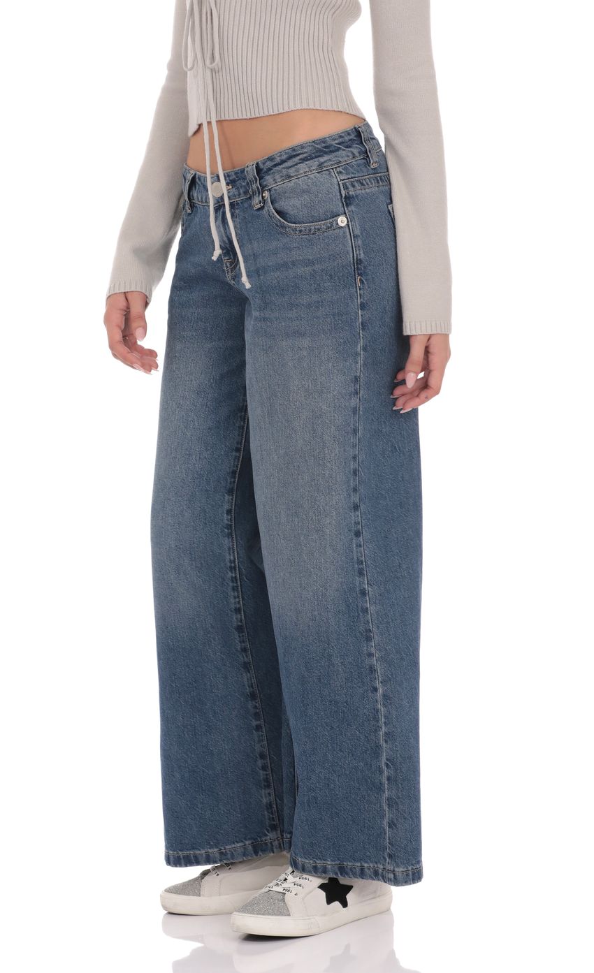 Low Rise Wide Leg Jeans in Blue