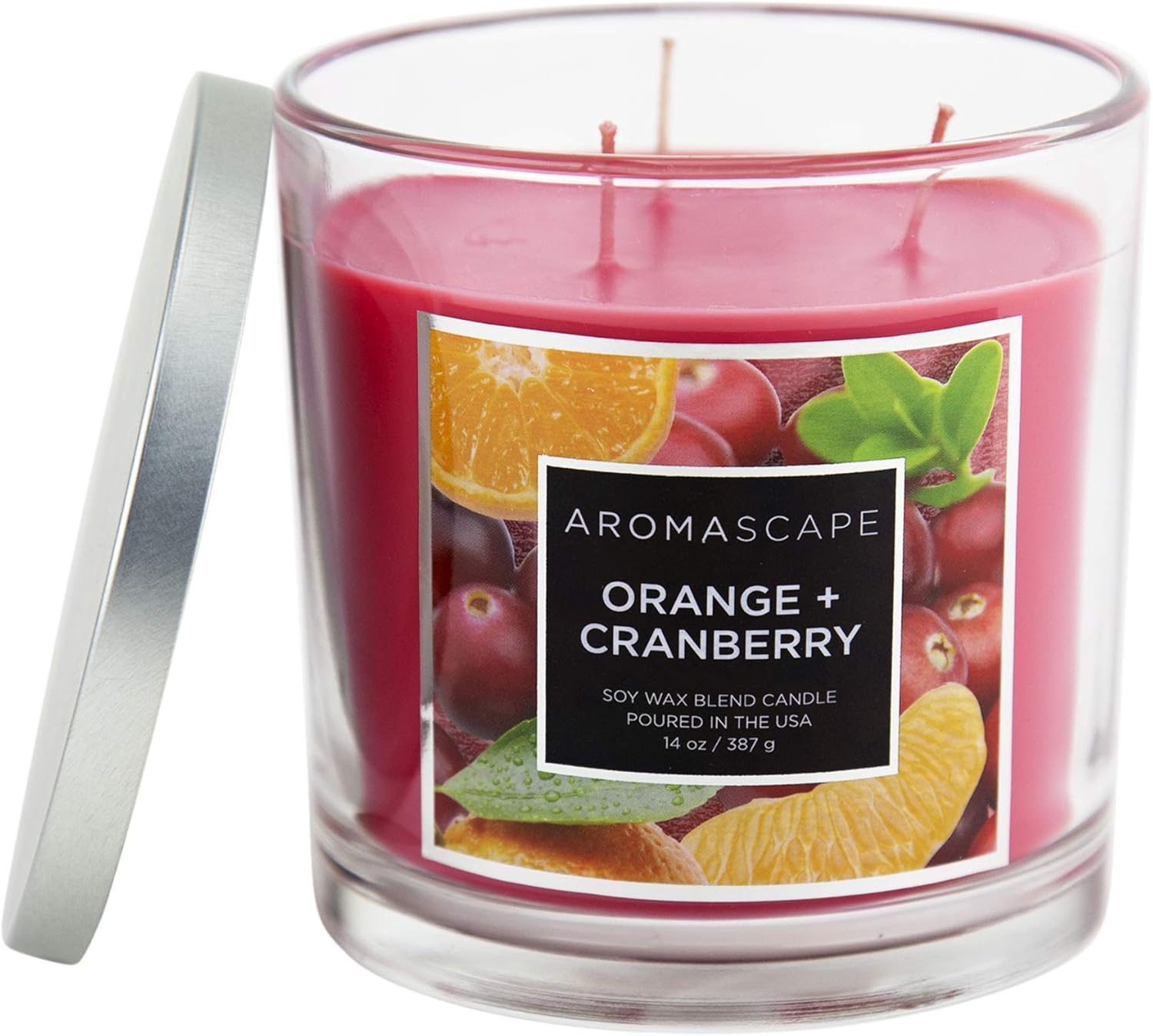 Aromascape 3 Wick Scented Jar Candle Orange Cranberry 2 Pack
