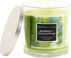 Aromascape 3 Wick Scented Jar Candle Bamboo and Eucalyptus 2 Count