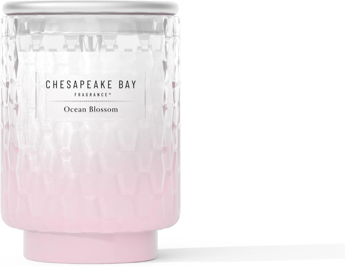 8oz Ocean Blossom Scented Candle Mood Evoking Fragrance Textured Sea Glass Inspired Jar Premium Soy Blend Wax with Essential Oils Coastal Fragrance for Home Décor or Gifting