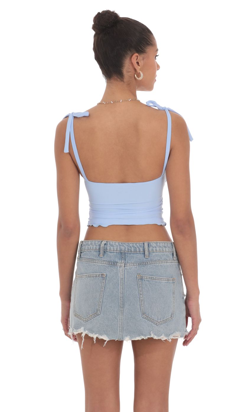 Shoulder Ties Twist Top in Blue