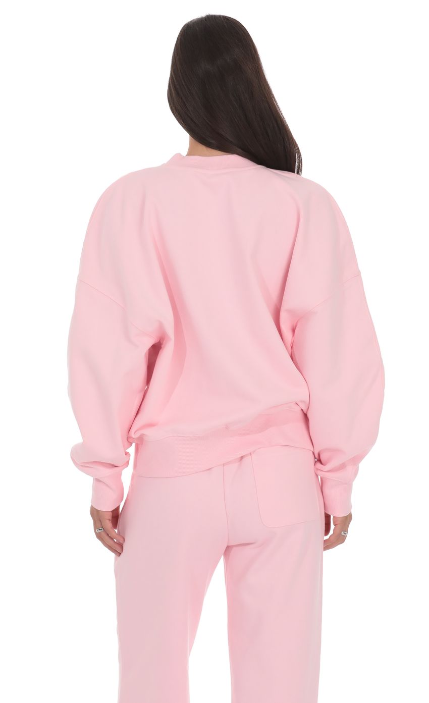 Lucy Oversized Cropped Crewneck in Pink