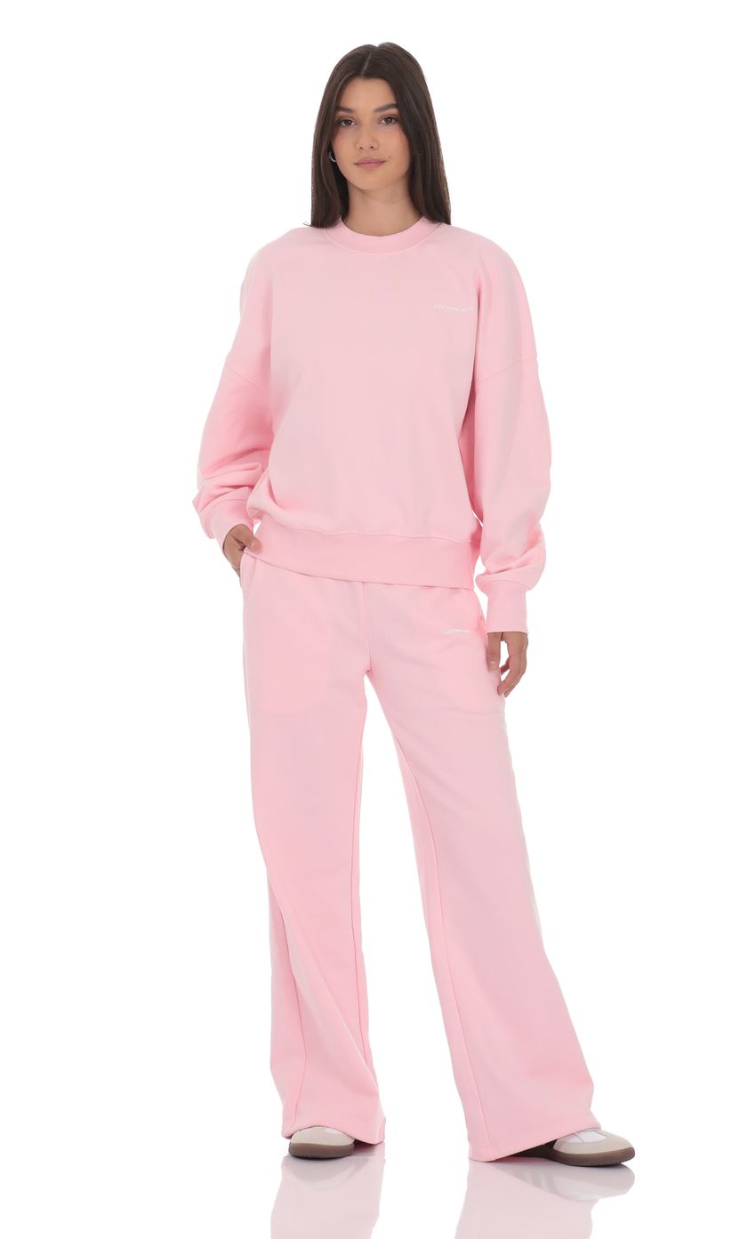 Lucy Oversized Cropped Crewneck in Pink