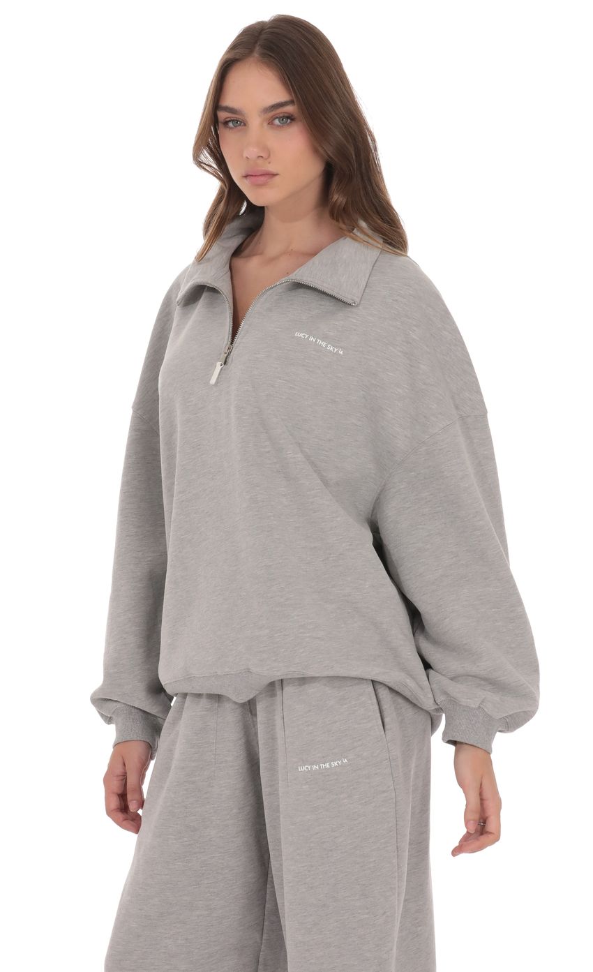 Quarter Zip Up Jumper in Grey