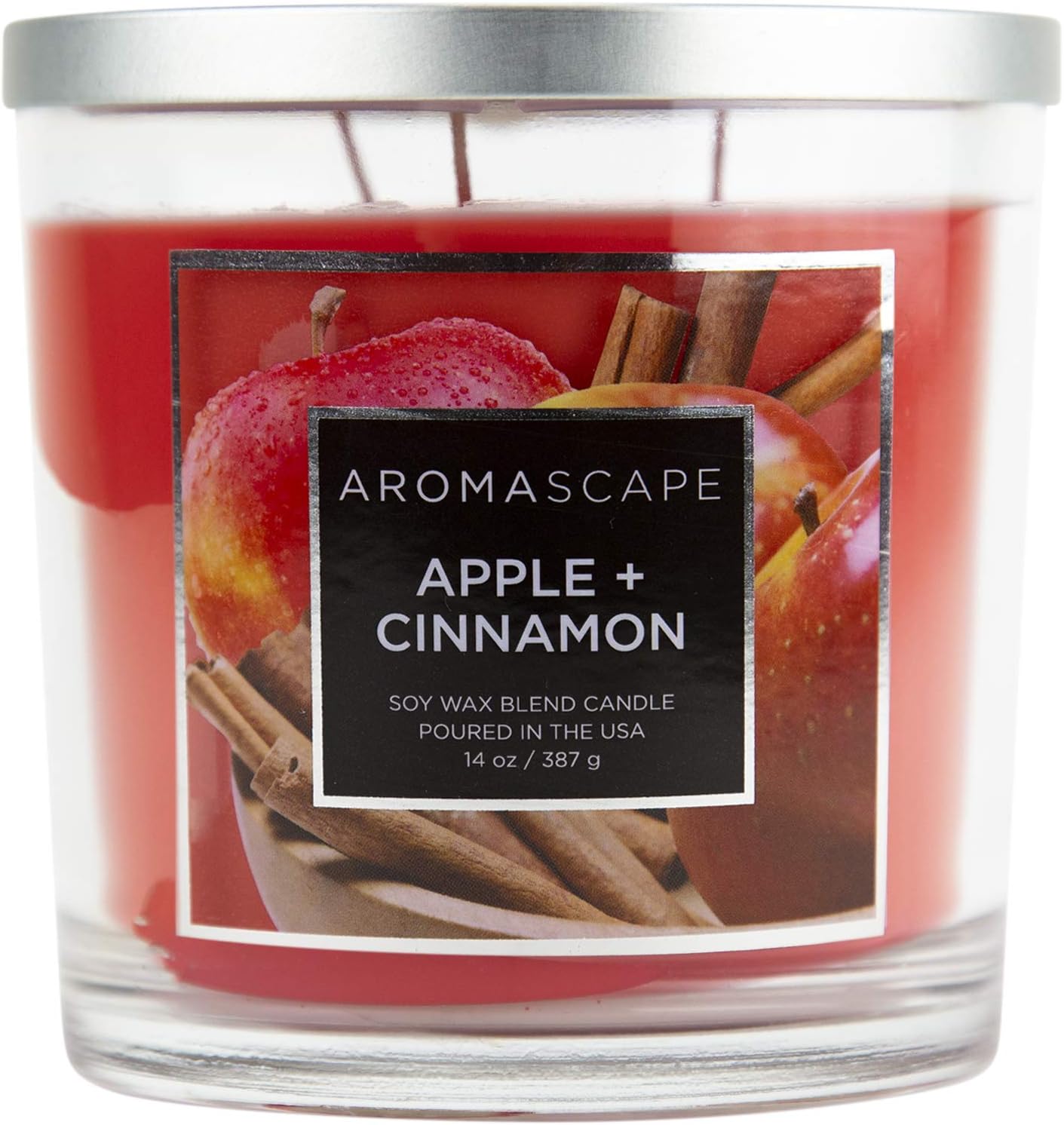 Aromascape PT41129 3 Wick Scented Jar Candle Apple Cinnamon 14 Ounce