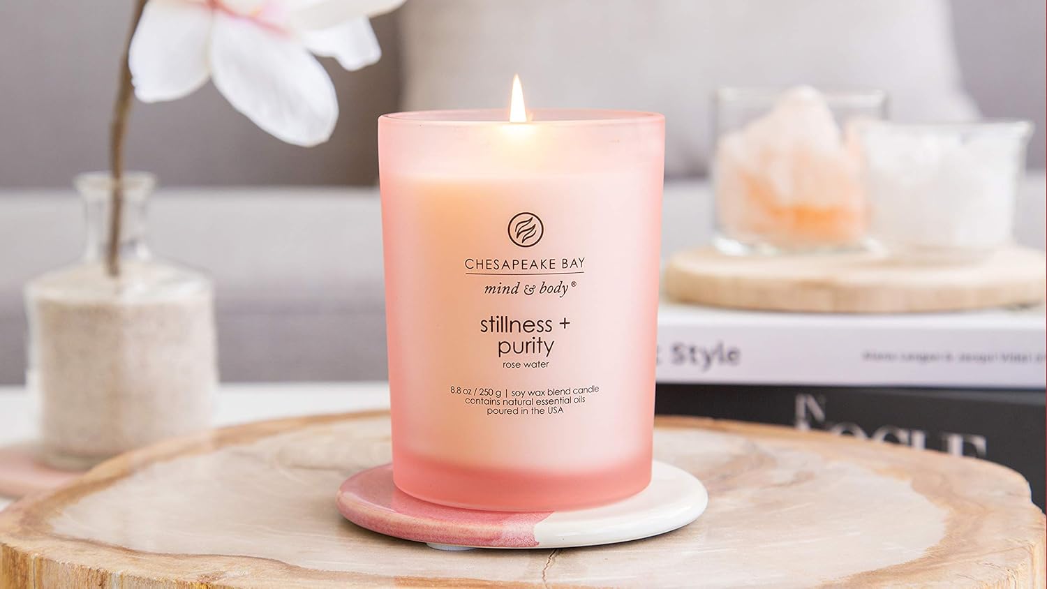 Candle Scented Candles Stillness Purity Rose Water Medium 2 Pack