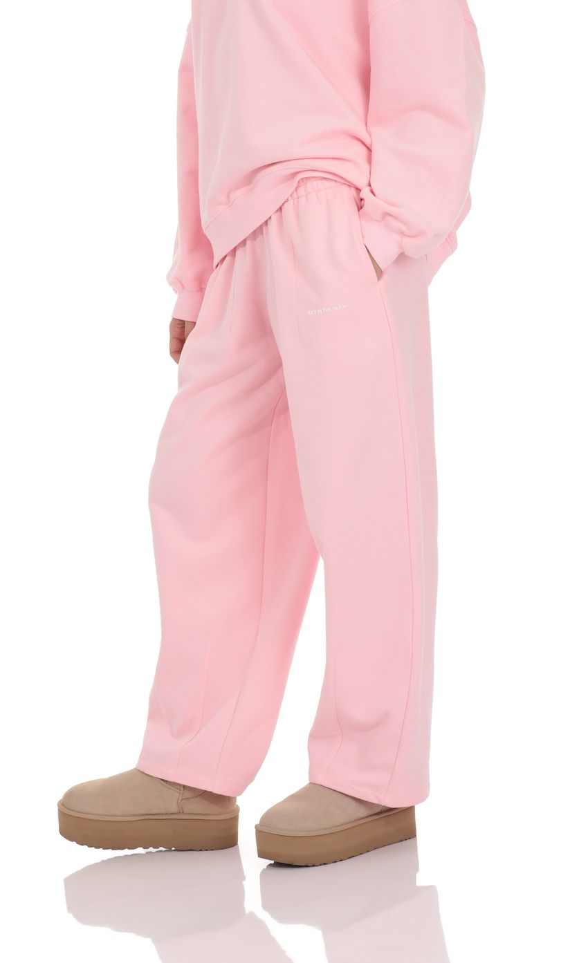 Darted Barrel Fleece Sweatpants in Pink