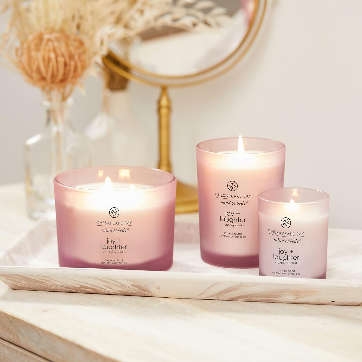 Candle Scented Candle Joy Laughter Cranberry Dahlia Coffee Table Home Décor