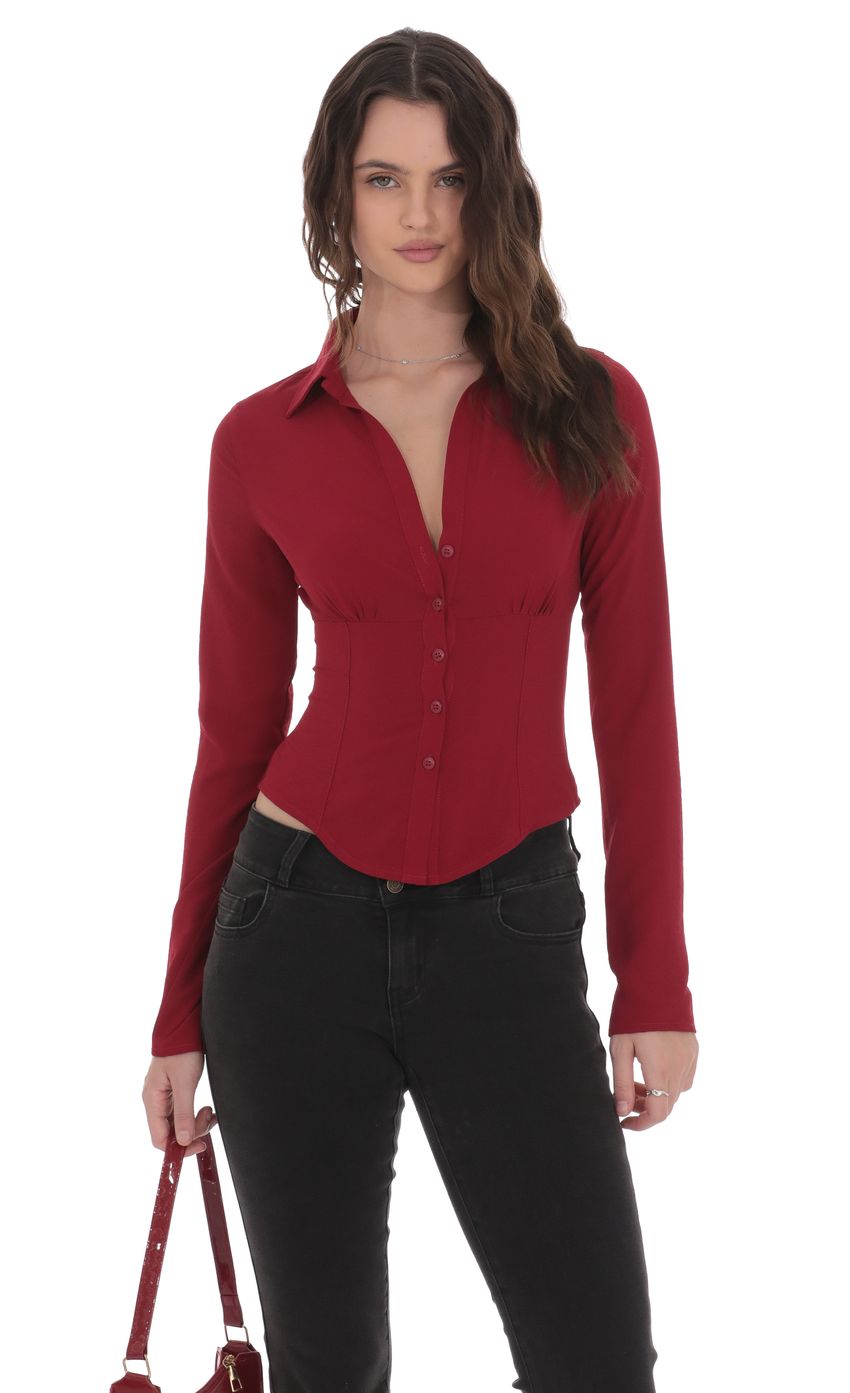 Button Up Shirt in Red