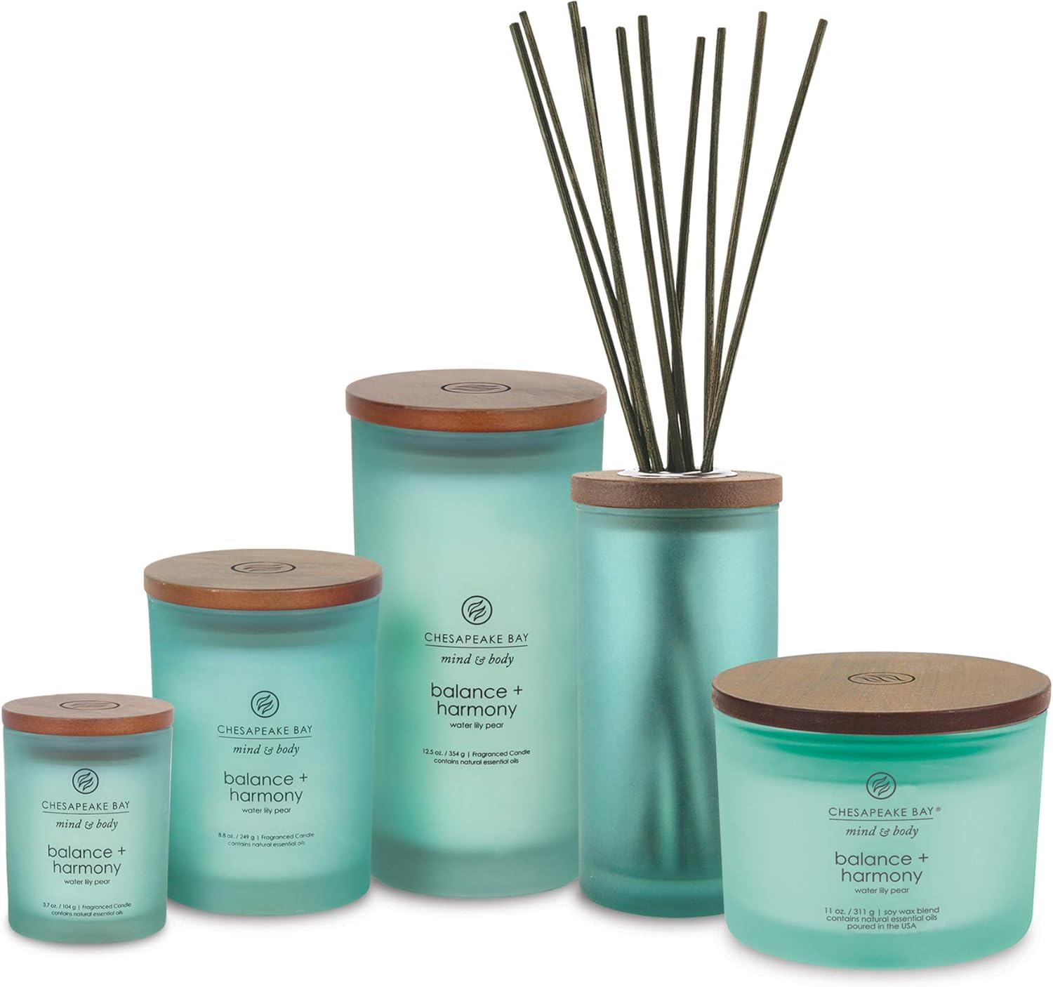 Balance Harmony Scented Candle Water Lily Pear Fragrance 50 Hours Burn Time Warm Decorative Soy Wax Blend Pack of 4