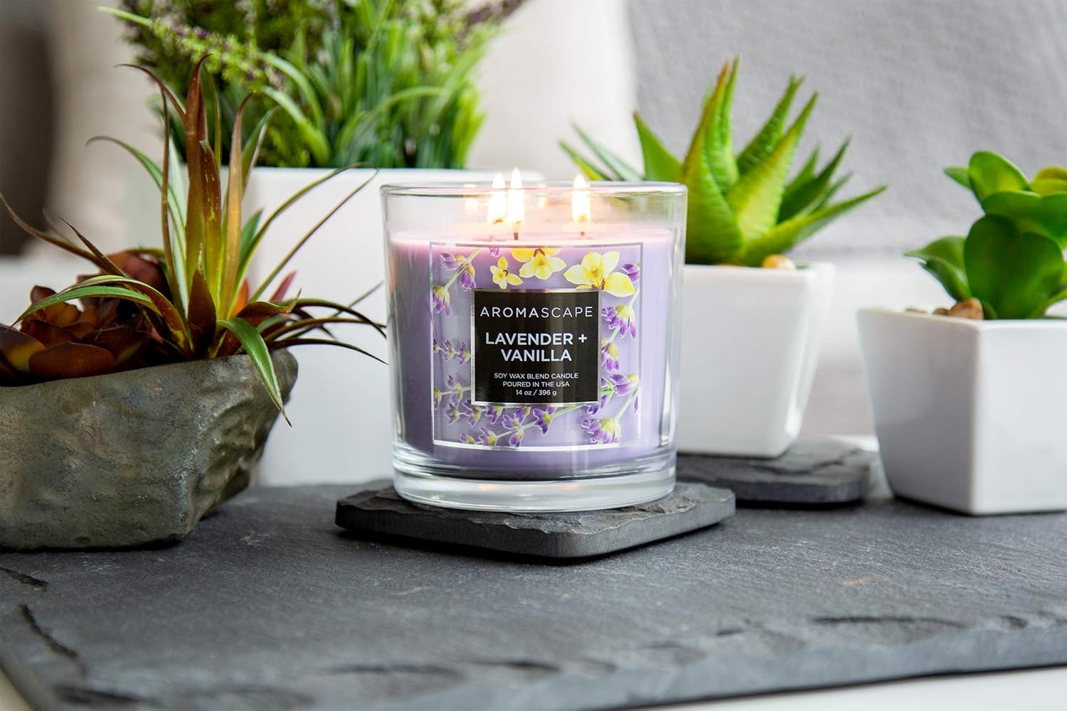 Aromascape 3 Wick Scented Jar Candle Lavender Vanilla