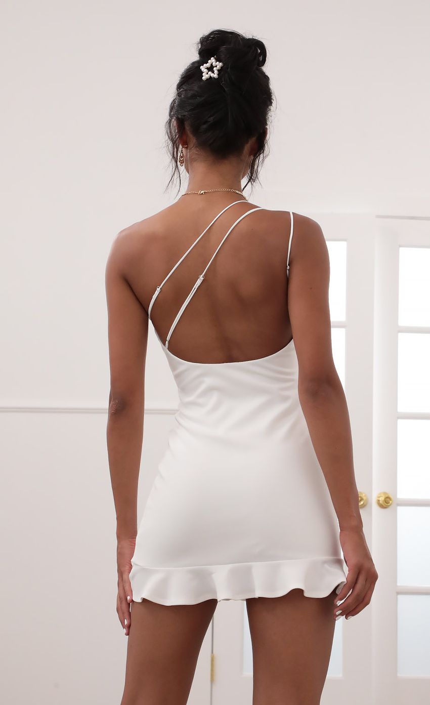 Shoulder Ruffle Dress in White