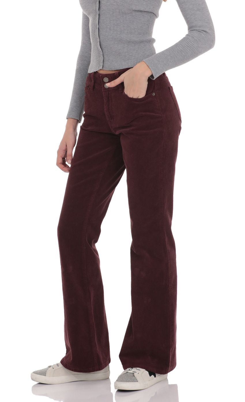 Corduroy Flare Jeans in Burgundy