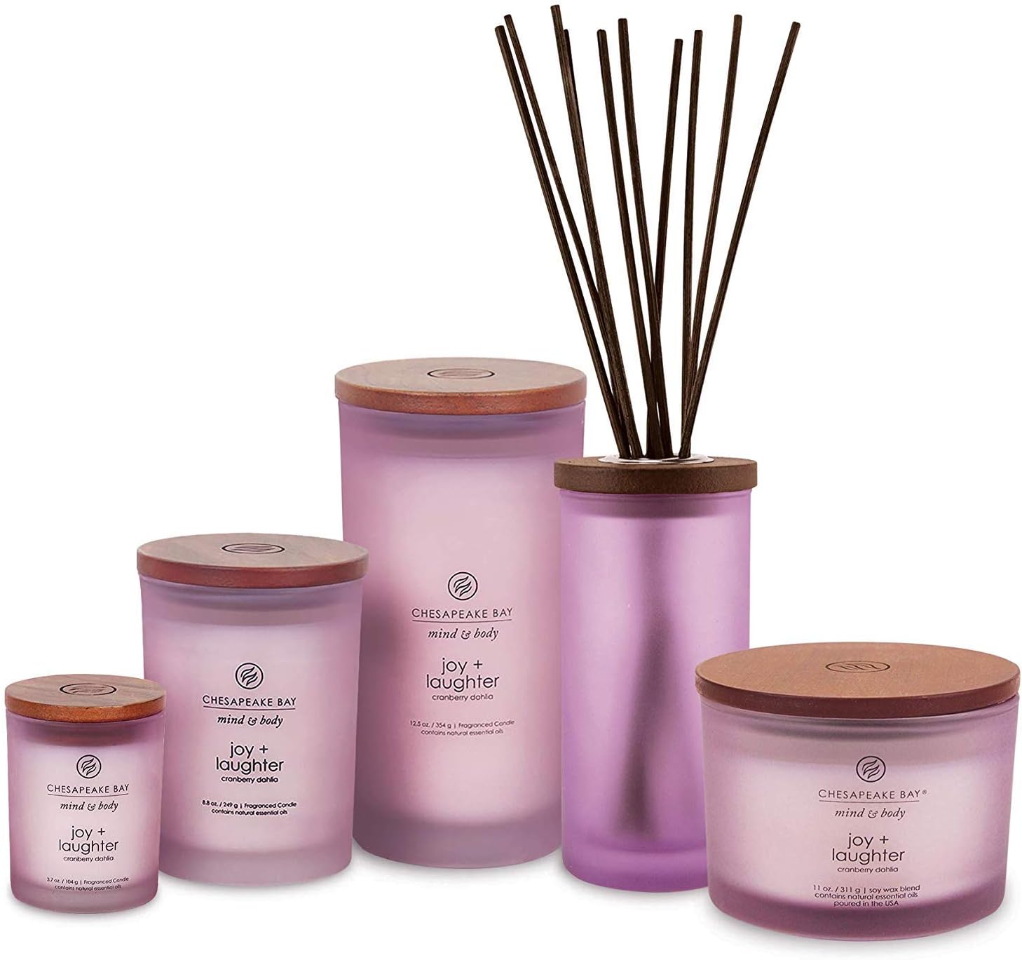 Candle Joy Laughter Scented Candles Cranberry Dahlia Medium 2 Pack Long Burn Time Home Décor