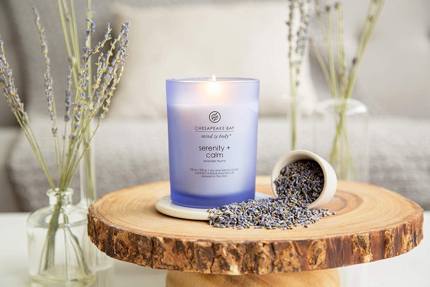 Candle Scented Candles Serenity Calm Lavender Thyme Medium Jar 2 Pack Perfect for Home Décor and Gifting