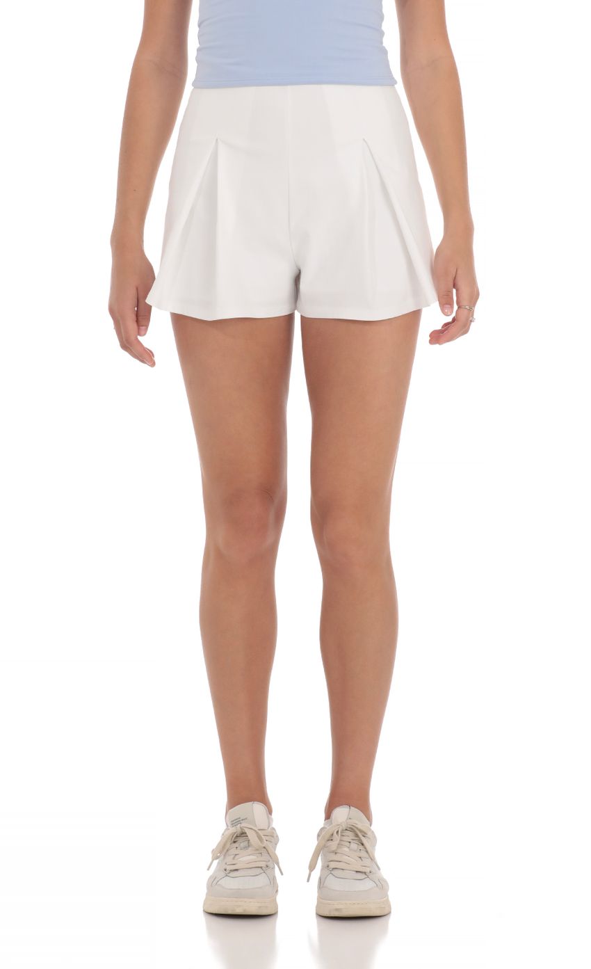Faux Leather Flare Shorts in White