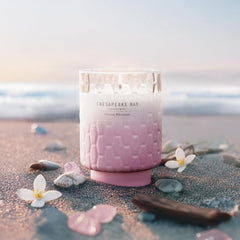 8oz Ocean Blossom Scented Candle Mood Evoking Fragrance Textured Sea Glass Inspired Jar Premium Soy Blend Wax with Essential Oils Coastal Fragrance for Home Décor or Gifting