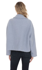 Sherpa Zip Up Jacket in Light Blue