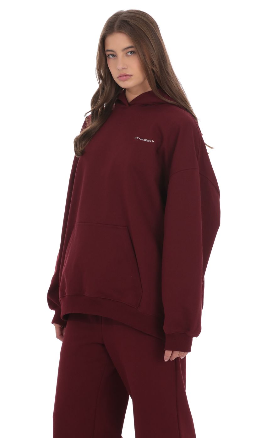Oversized Lucy Hoodie in Burgundy
