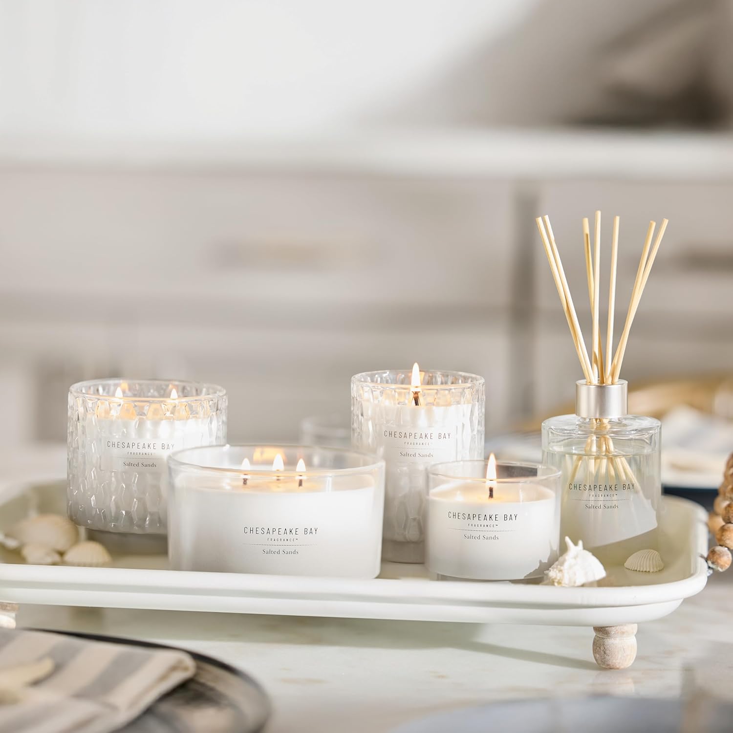 Reed Diffuser 57oz Salted Sands Scent Mood Evoking Sea Glass Inspired Jar Room Filling Fragrance Made with Essential Oils Coastal Fragrance for Home Décor or Gifting