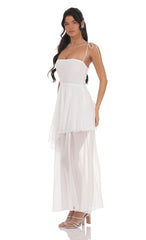 Flow Shimmer A line Maxi Dress in White